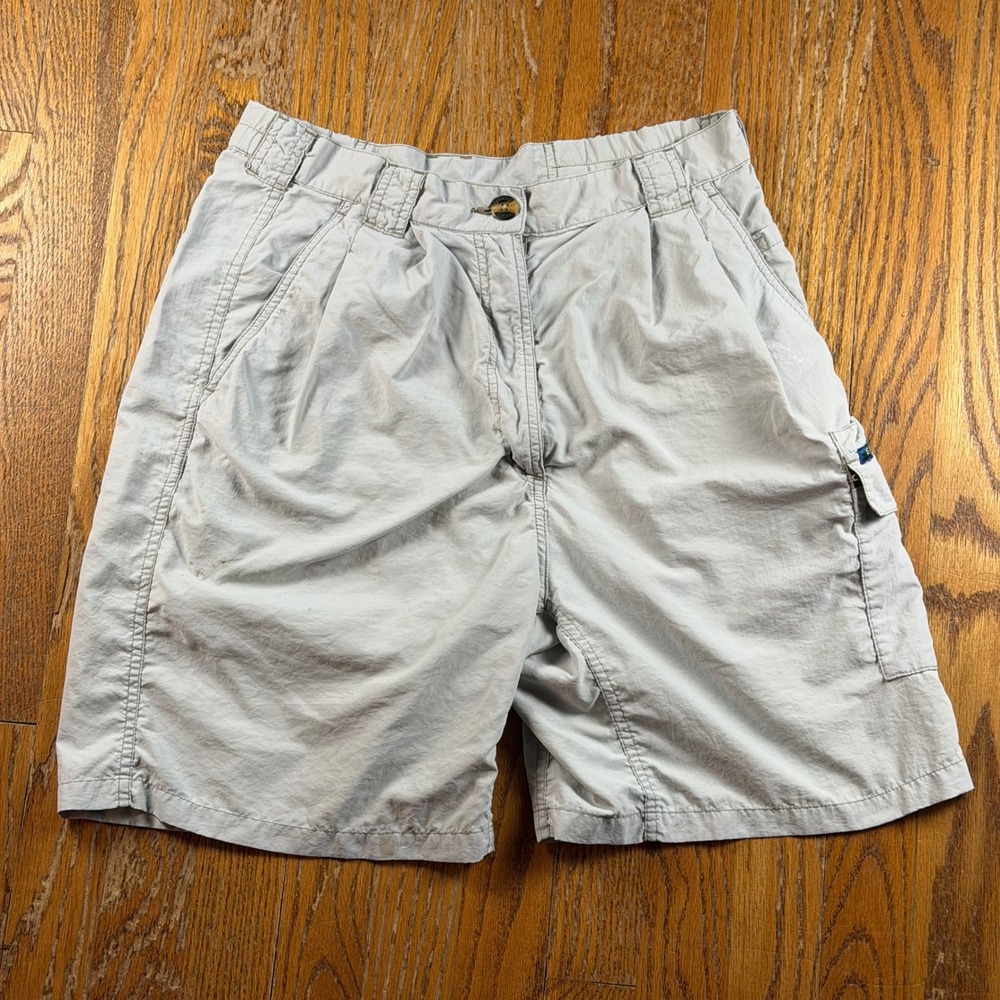 ExOfficio Womens Nylon Cargo Hiking Shorts Size 8 Gray Pleated Quick Dry Outdoor